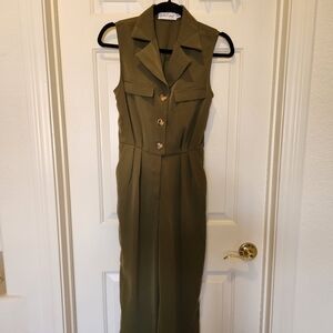 Petal Ans Pup Olive Green Sleeveless Jumpsuit
